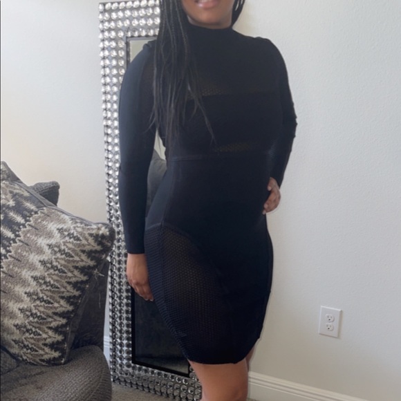 Sexy Black Bandage Dress with Mesh Cut Out - Picture 1 of 4